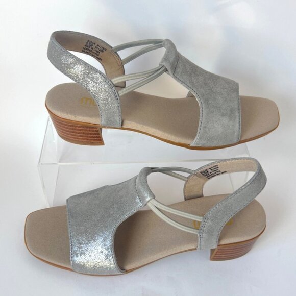 Munro Women Gunmetal Metallic Sandals Leather Slingback Block Heels Size 8.5 - Picture 3 of 13